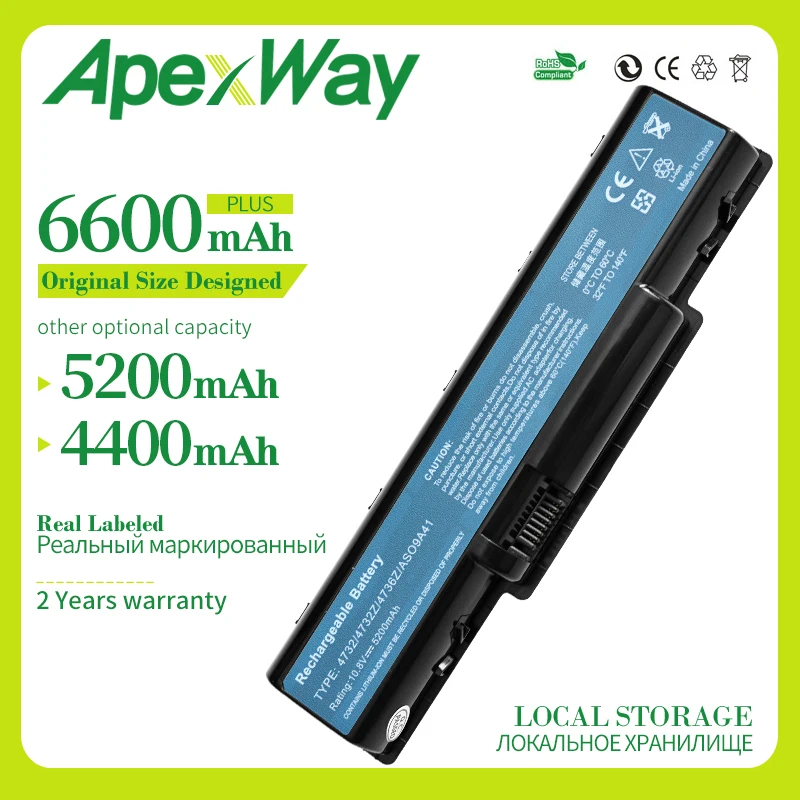 Аккумулятор Apexway 6 ячеек 11 1 В для ноутбука Acer AS09A31 AS09A41 AS09A71 eMachines E725 E525 Aspire 5732Z |