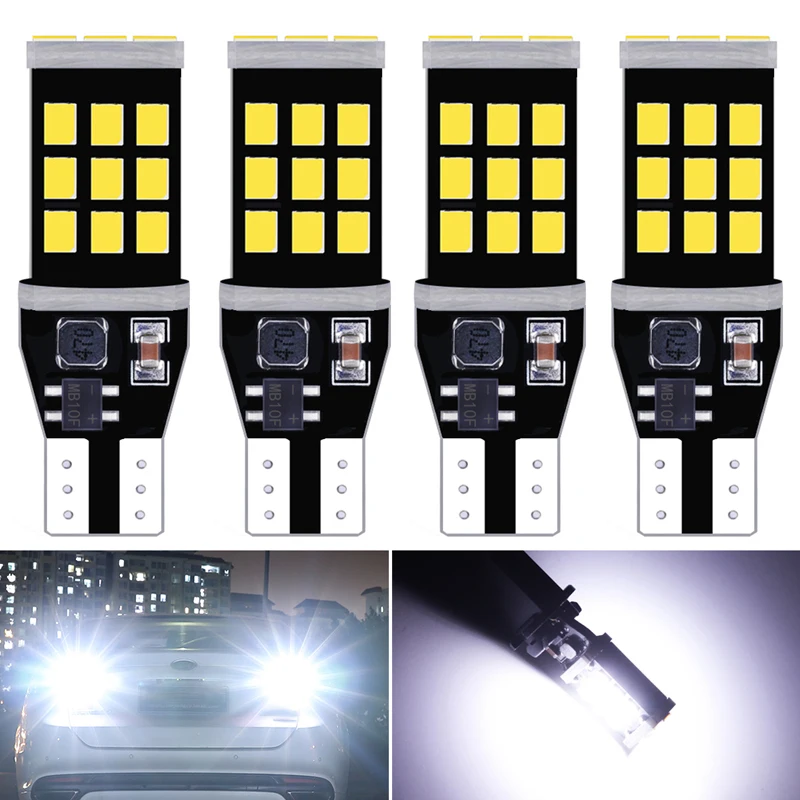 

4pcs T15 Car LED CANBUS Backup Light No ERROR Reverse Light Brake Light W16W WY16W 2835 Chip Tail Bulb Auto Turn Signal Lamp