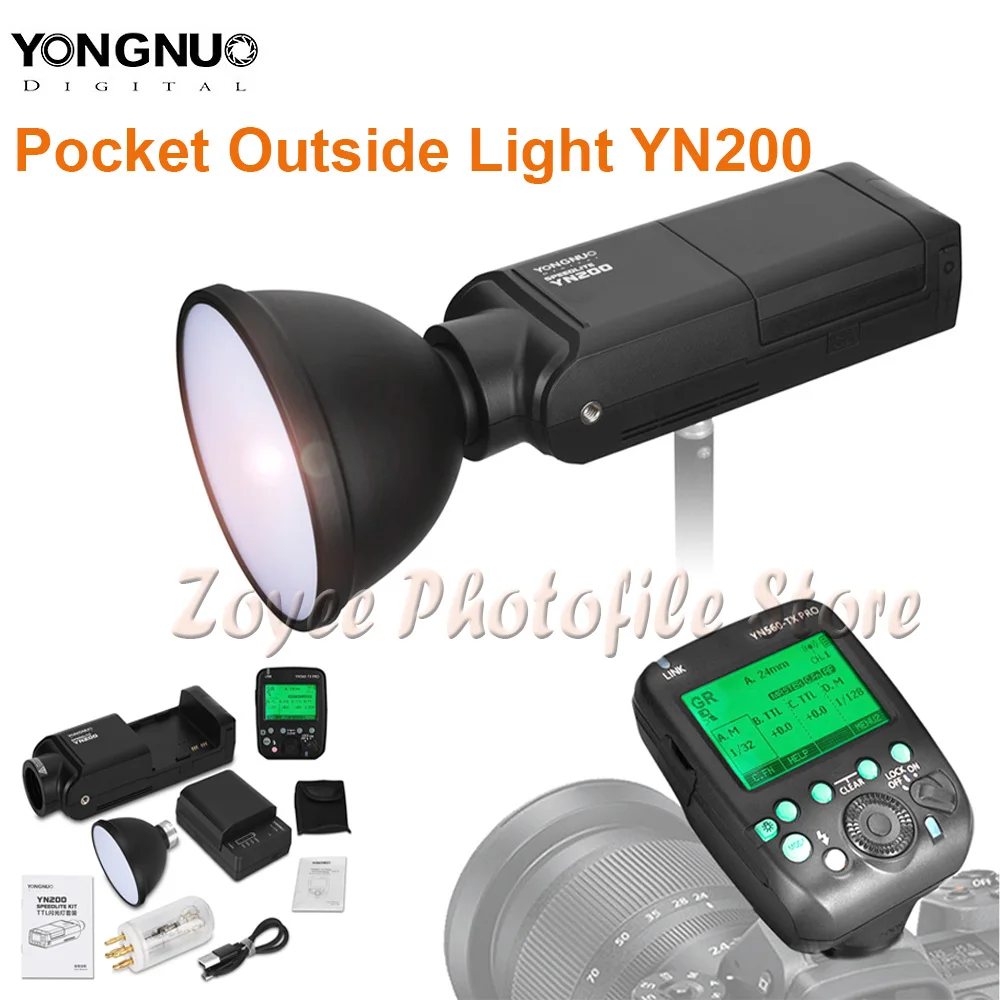 YN200 YONGNUO Вспышка TTL HSS 2 4G 200 Вт аккумулятор с USB Type C совместимый фонарь
