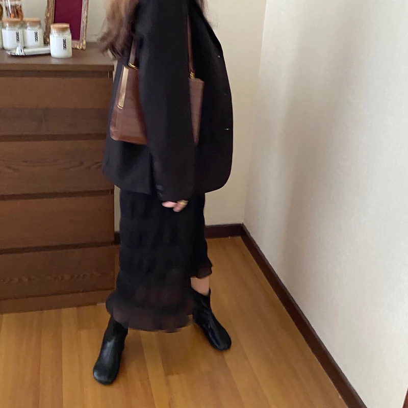 H179614cbaba24a84b378eff36c9c96dfP - Autumn Korean O-Neck Flare Long Sleeves Chiffon Pleated Midi Dress