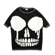 Foster a hip-hop loose bat sleeve batwing coat short sleeve T-shirt male tide rock short sleeve T-shirt male skulls Foster a hip-hop loose bat sleeve batwing coat short sleeve T-shirt male tide rock short sleeve T-shirt male skulls