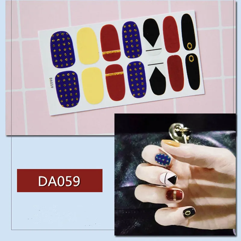 1 шт 3D наклейки для ногтей, накладки в полоску, обертывания, полное покрытие, блестящая наклейка s, самоклеющиеся украшения для ногтей, маникюрные DA055-DA085 - Цвет: DA059