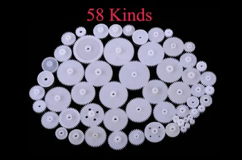 

Plastic Gear Kit 0.5M Mixed 58pcs Differrent Gears Dual Single Crown Worm for DIY Toy Robot Car Model Motor Gearbox Parts