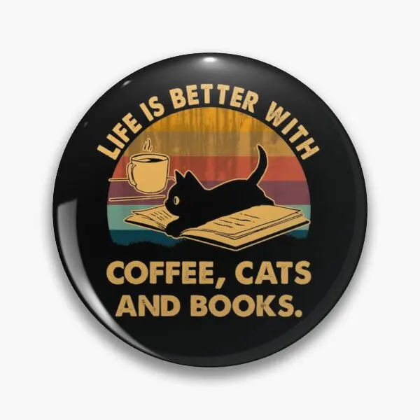 Жизнь лучше с котами кофе и книгой настраиваемая мягкая булавка для одежды