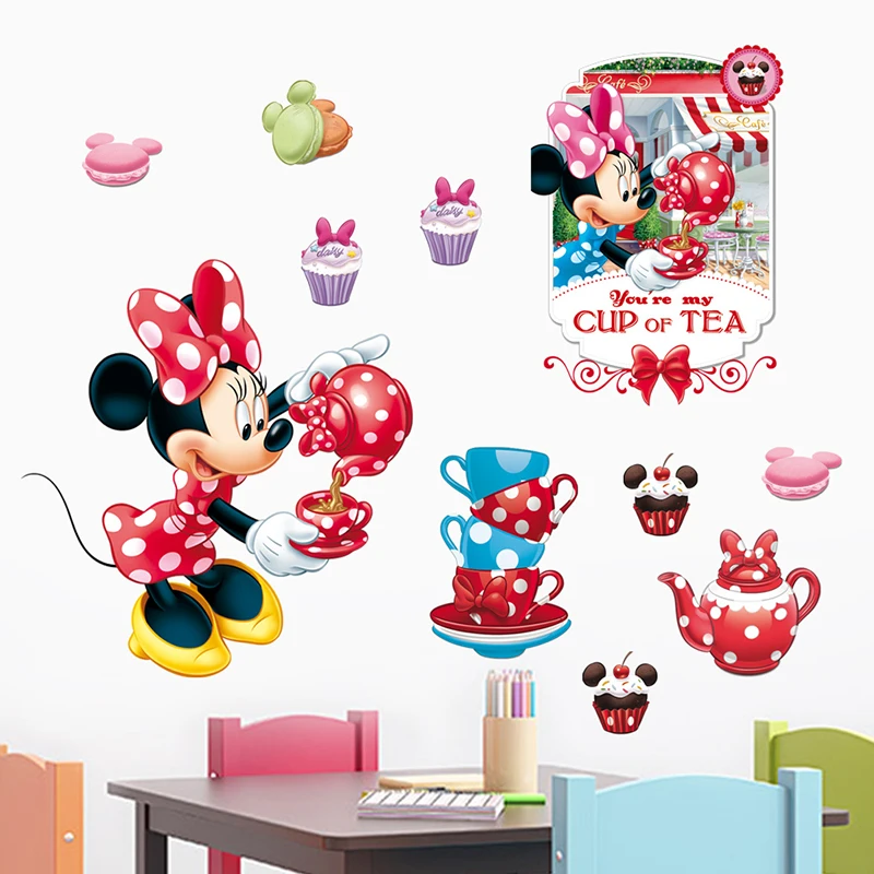 Cartoon Disney Minnie You're A Cup Of Tea Wall Stickers For Nursery Kids Room Home Decor Bedroom Wall PVC Mural Art DIY Poster Cartoon Disney Minnie You're A Cup Of Tea Wall Stickers For Nursery Kids Room Home Decor Bedroom Wall PVC Mural Art DIY Poster