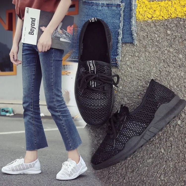 

Hollow out All WOMEN'S Black Solid Black Summer Breathable Versatile Casual Shoes Women's 2019 New Style