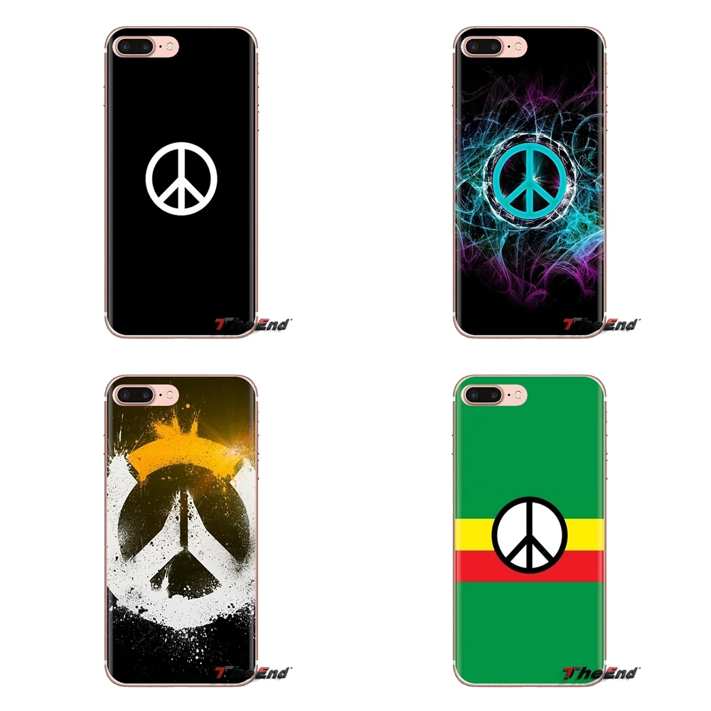 For iPhone XS Max XR X 4 4S 5 5S 5C SE 6 6S 7 8 Plus Samsung Galaxy J1 J3 J5 J7 A3 A5 Peace sign logo Transparent TPU Case Cover |