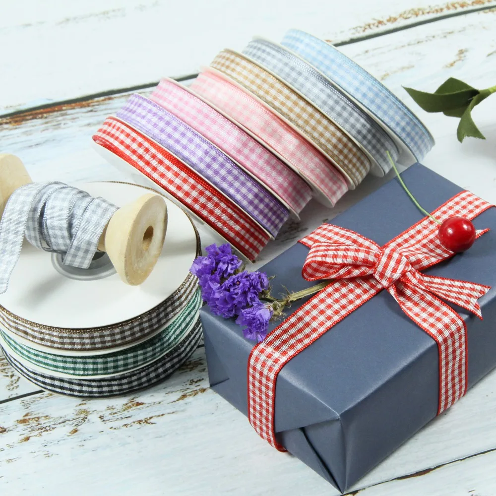 10yards/lot 9/25/38mm Scottish Plaid Gingham Check Tartan Ribbon for DIY Home Decoration Gift Wrapping Christmas | Дом и сад