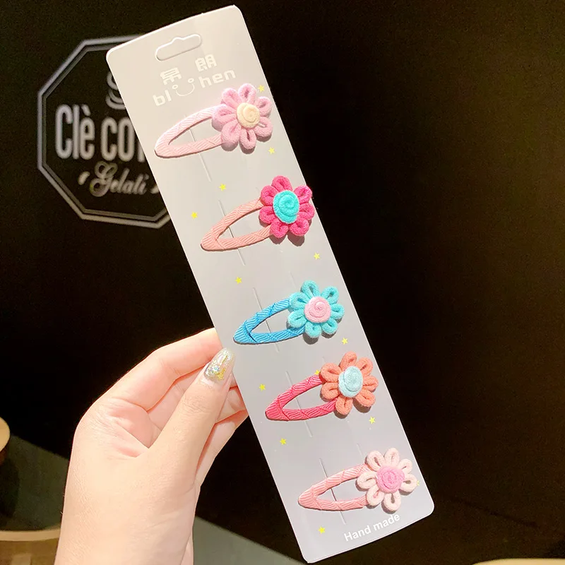 5pcs 1 5/10 шт./компл. изящное нижнее белье с принтом из мультиков для девочек Животные фрукты заколки Сладкий волос украшение ободок Заколки для волос Дети Мода женские аксессуары для волос - Цвет: 5pcs 1