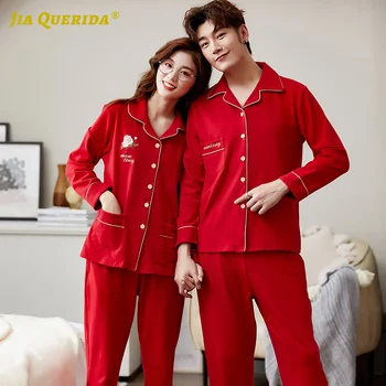 

Button Homesuit Homeclothes Sleepwear Fashion Style Casual Style Turn Down Collar Long Sleeve Long Pants Pj Set Man and Woman