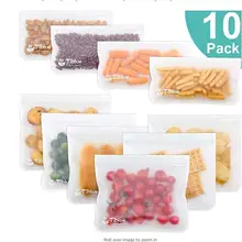 10 упаковок, многоразовые мешки для хранения продуктов, Герметичная сумка-морозильник, 6 многоразовых мешков для сэндвичей, 4 мешка для закусок, сумка для ланча, сумка для хранения продуктов