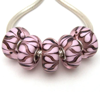 

JGWG1203 5X 100% Authenticity S925 Sterling Silver Beads Murano Glass beads Fit European Charms Bracelet diy jewelry Lampwork
