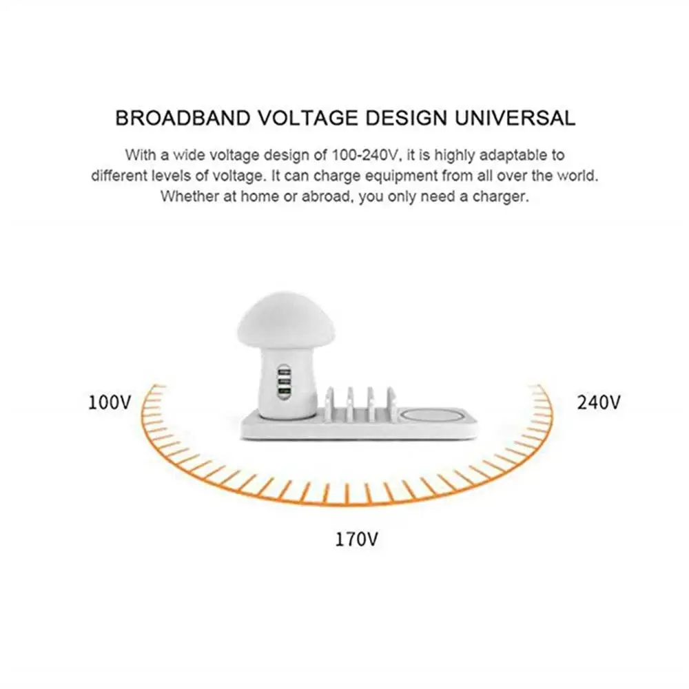 YM-UD12 многофункциональное USB зарядное устройство 3 USB порта Быстрая зарядка 3,0 Беспроводное зарядное устройство/ночник, подходит для большинства мобильных телефонов