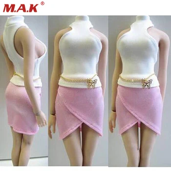 

1/6 Scale Female White Vest Purple Short Skirt Belt SD05 Clothes Set Accessory model For 12-inch Big Chest women Action Figure B