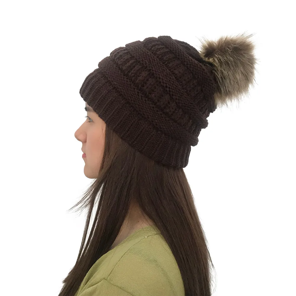 Модные зимние женские шапки, шапка, лыжная вязаная шапочка, шапка, осенняя уличная шапка из искусственного меха, вязаная Вязаная шапка-бини h5