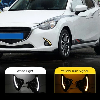 

CSCSNL 2Pcs LED Daytime Running Light For Mazda 2 Mazda2 2015 2016 2017 Car Accessories Waterproof ABS DRL Fog Lamp Decoration