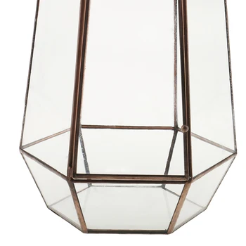 

Metal Glass Geometric Terrarium Box Tabletop Succulent Planter 19cm Height