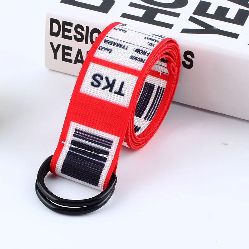 12red TKS belt 60 стилей, унисекс, в стиле хип-хоп, тканый тканевый ремень с принтом, двойная пряжка, Панк Пояс, Модный женский белый пояс - Цвет: 12red TKS belt