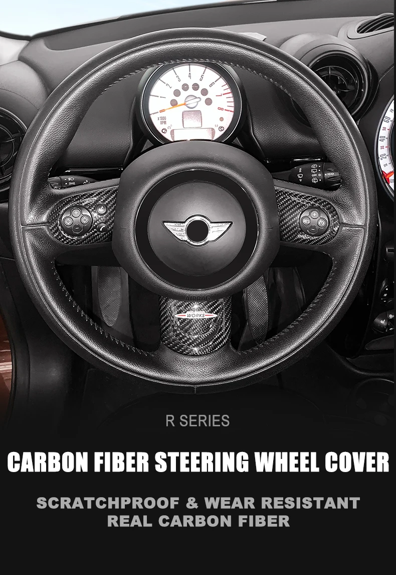 Countryman para Mini Cobertura do Volante de Fibra R60 R61 Clubman Cooper Carbono Decoração Interior Adesivos R55 R56 R57 R58 R59 7 Cheap adesivos automotivos internos