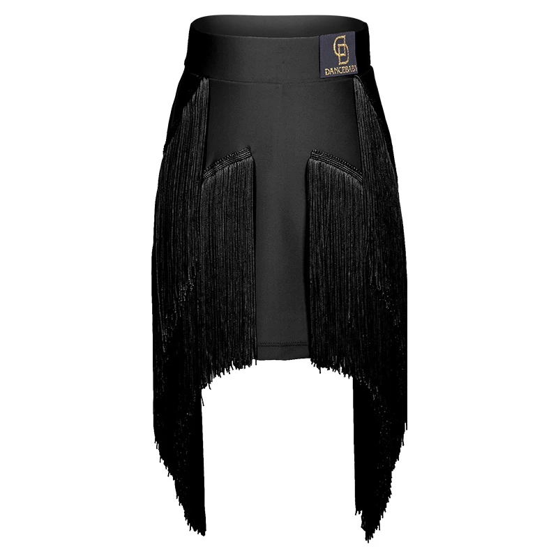 Black Skirt Юбка для латинских танцев леопардовая юбка для девочек детская одежда для латинских танцев юбка с бахромой для соревнований черная юбка для латинских танцев BL2515 - Цвет: Black Skirt