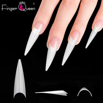 

500 pcs Long Stiletto Nails Color Swatch Practice Palette Sharp False Nail Art Tips Acrylic Salon Natural Clear Display Board