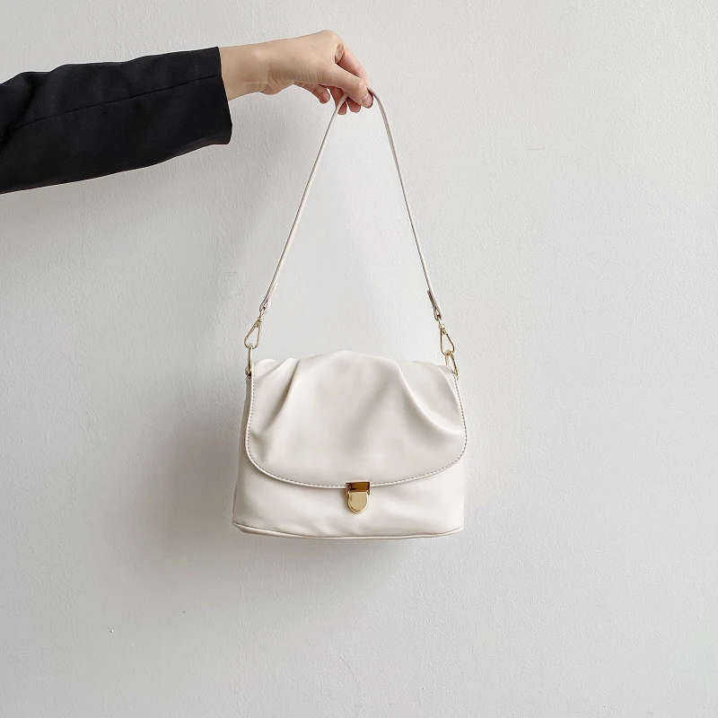 

2020 New Soft Leather Women Handbag Large Capacity Pleated Small Square Bag Fashion Women's Shoulder Messenger Bag 2020