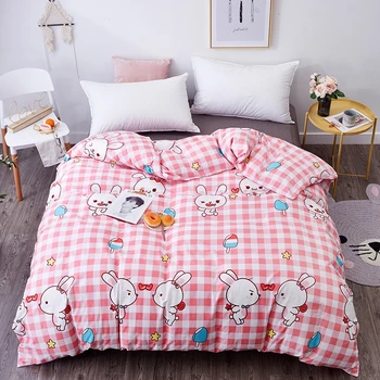 

1pc 100% Cotton Fabric Boy Grils Pink Plaid Rabbit Duvet Cover Twin Full Queen King Size Comforter Cover Quilt Cover Bed Linens