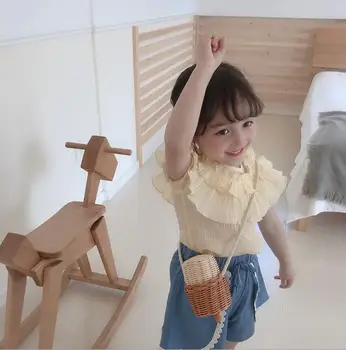 

2020 new girls 2 pcs set ruffles shirt+denim shorts fashion summer girls suit 2-7 years HV875