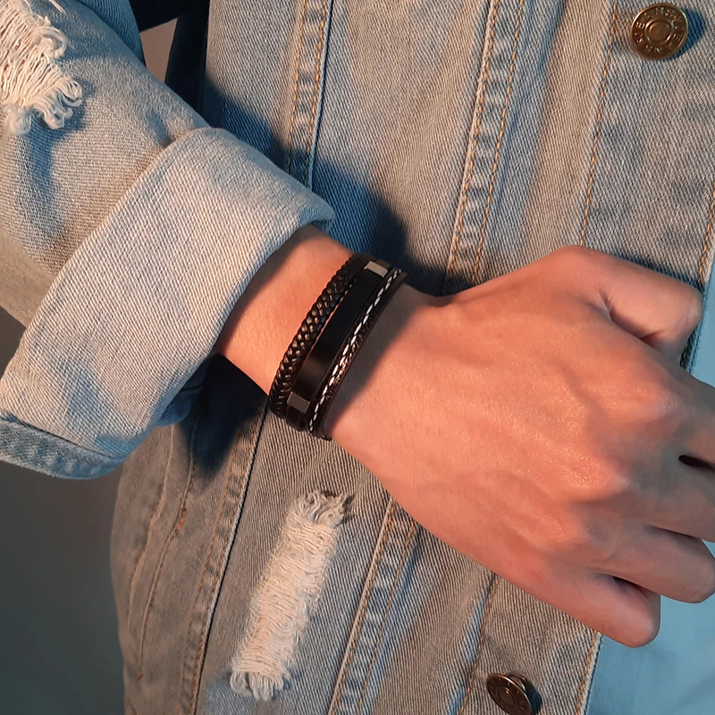 Bracciale In Pelle Con Incisione - Bracciale Multifilo - Bracciale