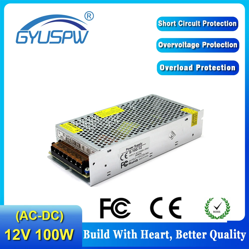 Single Output Switching LED Power Supply 12V 8.3A 100W AC100-240V to DC12V Led Driver Adapter For Strips Light CNC CCTV | Обустройство