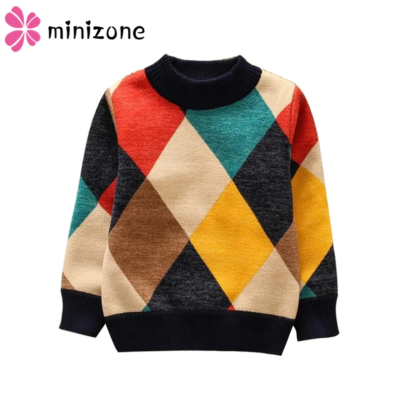 

2019 New O-Neck Boys Sweaters Baby Stripe Plaid Pullover Knit Kids Clothes Autumn Winter Tops New Children Sweaters Boy Clothing