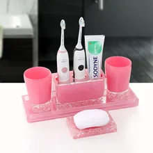 Набор аксессуаров для ванной комнаты из полимерного материала, держатель для электрической зубной щетки, чашка для полоскания, мыльница, набор из 5 предметов с подносом, свадебные подарки