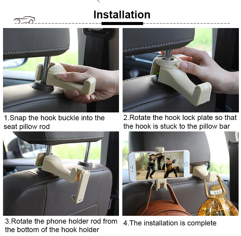 Car Seat Hook for Car 1 Unit Back Seat Organizer Hanger Storage Hook Cellphone Holder Car Seat Hook for Car 1 Unit Back Seat Organizer Hanger Storage Hook Cellphone Holder