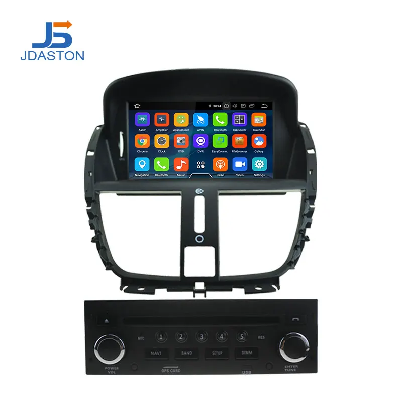 JDASTON Android 9,0 автомобильный dvd-плеер для peugeot 207 2007-2011 2012 2013 wifi Мультимедиа gps Навигация стерео 1Din Автомагнитола