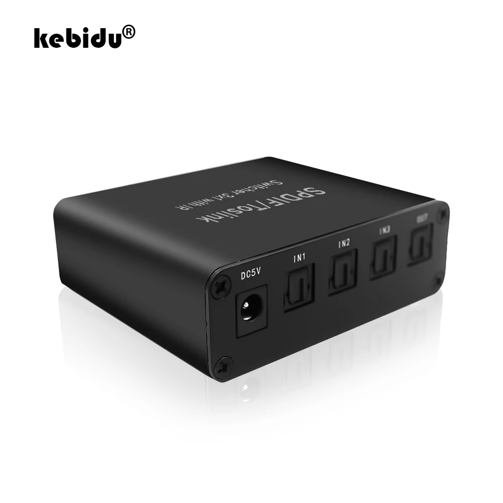 Kebidu Digital Toslink SPDIF оптический аудио 3x1 Переключатель Поддержка цифрового DTS 5 1