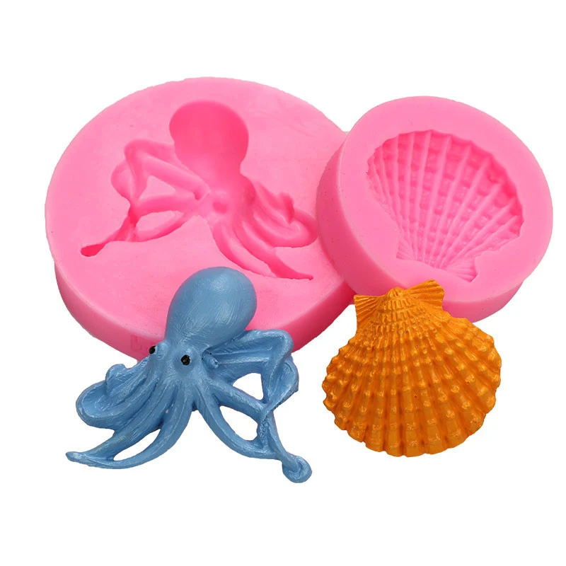 

Sugar Baking Mould Sea Life Octopus Squid Shell Cake Silicone Mould Decoration Chocolate Soft Pottery Clay Mould Silicon Moulds