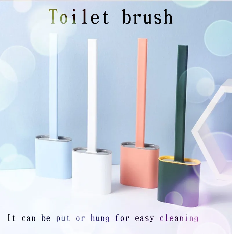 

wc silicone toilet brush flat head soft soft bristles no dead angle cleaning creative with base toilet artifact
