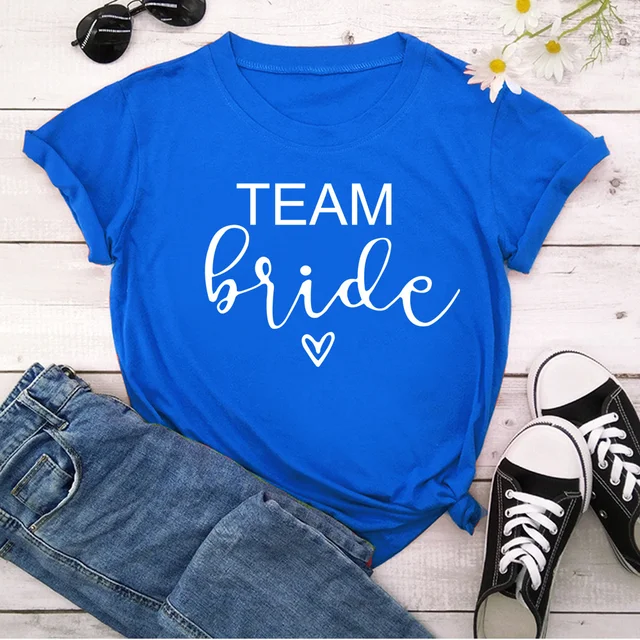 bachelorette team bride t shirt estonian wedding party ulzzang t-shirt cato women's tea bride short women tops drop ship Royal blue-2