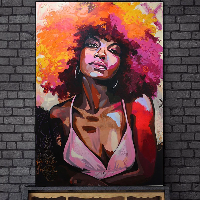 Abstract Sexy African Woman Canvas Art Posters And Prints Black Girls Paintings On the Wall Pictures Home Decor | Дом и сад