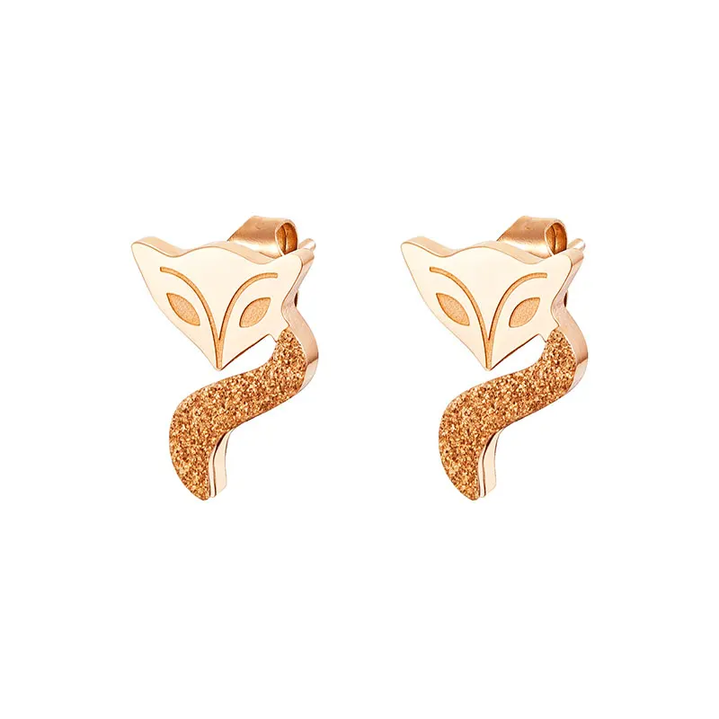 EERS039RG Vivari женские серьги из нержавеющей стали модные элегантные золотые серьги в форме лисы с хвостами модные аксессуары - Окраска металла: EERS039RG