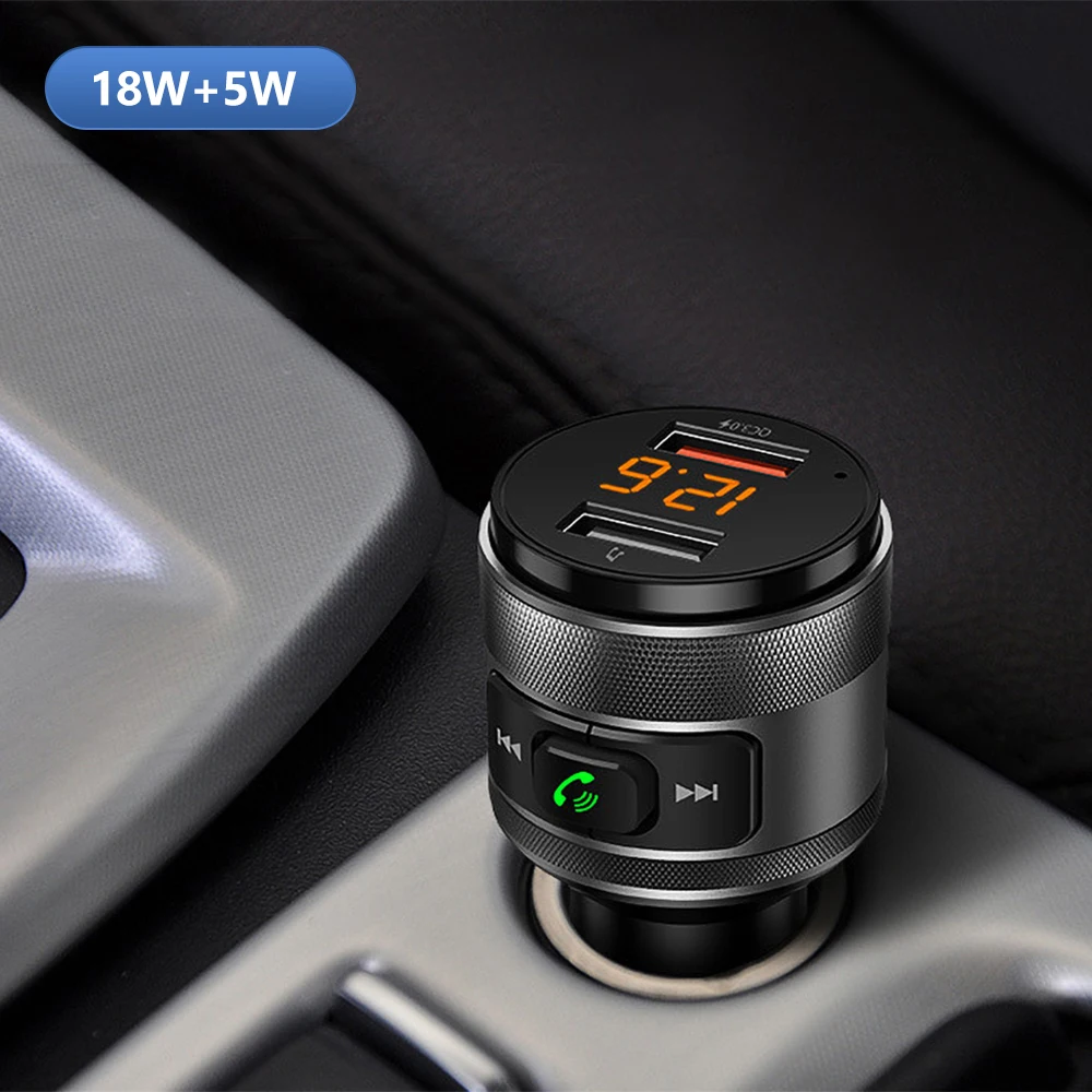 AUCU автомобильный комплект беспроводной Bluetooth 4 2 FM трансмиттер QC3.0 два USB порта
