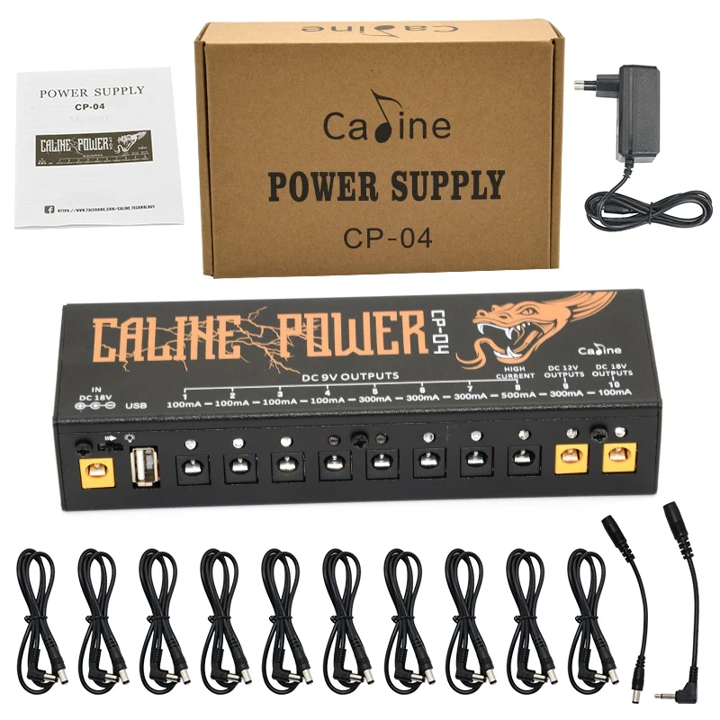 Caline Cp-04 Электропитание педали гитары 10 изолированный выход мощность тюнер короткого замыкания/Защита от перегрузки по току электрогитары - Цвет: EU Plug