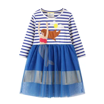 

VIDMID Girls Dress Applique Long Sleeve Dress for girl Children christmas rainbow Kids Party Dresses Baby Girls Clothes penguin