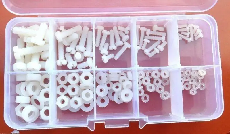 Screw Bolt Nut Set 150pcs Nylon Hex M2-M5 With Plastic Box
