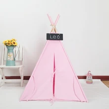 Розовая парусиновая вигвама для собак с ковриком 2" основа