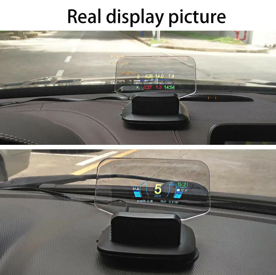 HUD Head Up Display Car GPS Speedometer Windshield Projector Trip Computer OBD2 Security Alarm