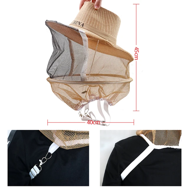 1Dcs Méhész Cowboy Kalap Szúnyog Méh Nettó Fátyol Teljes Arc Méhészeti Rovaroutdoor Bug Háló Maszk Fej Védő Sapka - Image 2