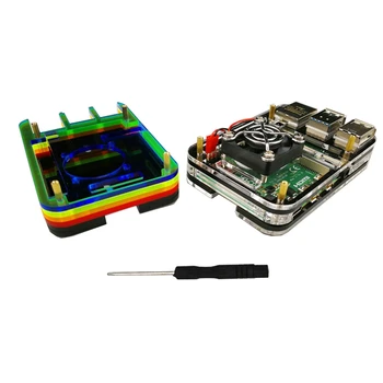 

For Raspberry Pi Acrylic Case with Cooling Fan for Raspberry Pi 4 Model B
