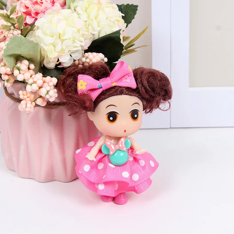 9cm Handmade Mini Colorful Princess Dolls Little Girl Doll Full Dress Doll Keychains Handbag Decoration Pendants Birthday Gifts 6