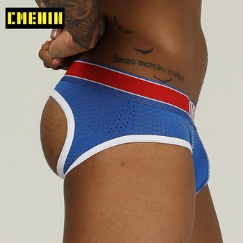 

Men Bikini Sexy Underwear Briefs Men Mesh Underpants Push Up Jockstrap U Pouch Male Panties Mens briefs Gay Blue Jockstrap OR203